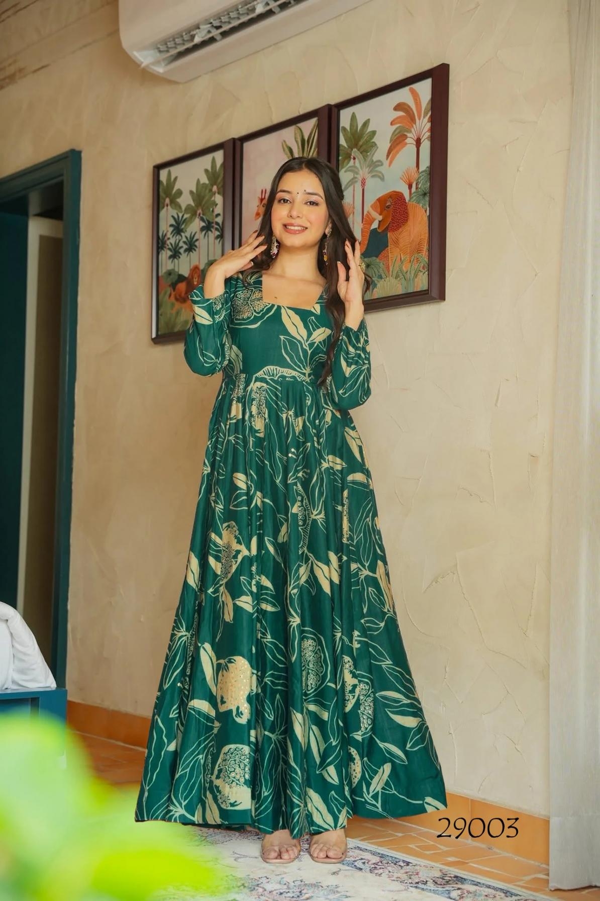 lucaya vol 29 series 29001 to 29005 georgette anarkali style full stitch plus size ethnic gown with dupatta in wholesale surat