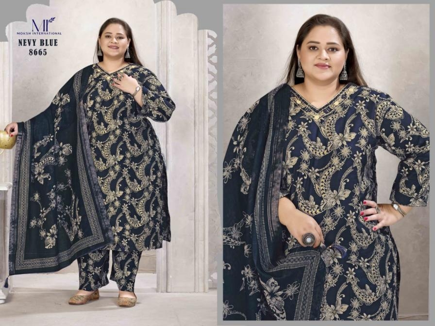 MOKSH PLUS SIZE GLORY VOL-1 SERIES 8665 to 8667 PLUS SIZE CATALOUGE IN WHOLESALE SURAT