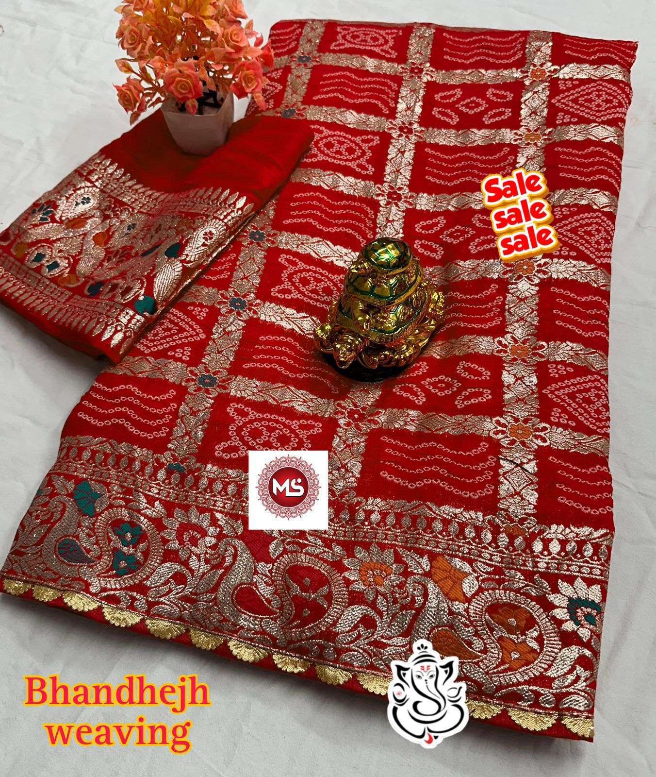 ms brand viscose meenakari bandej weaving work & heavy rich pallu saree in wholesale surat
