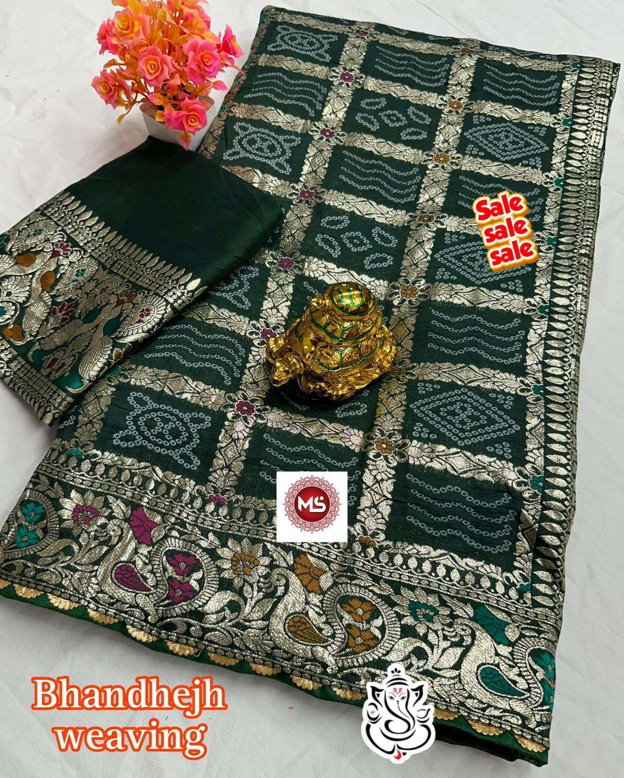 ms brand viscose meenakari bandej weaving work & heavy rich pallu saree in wholesale surat