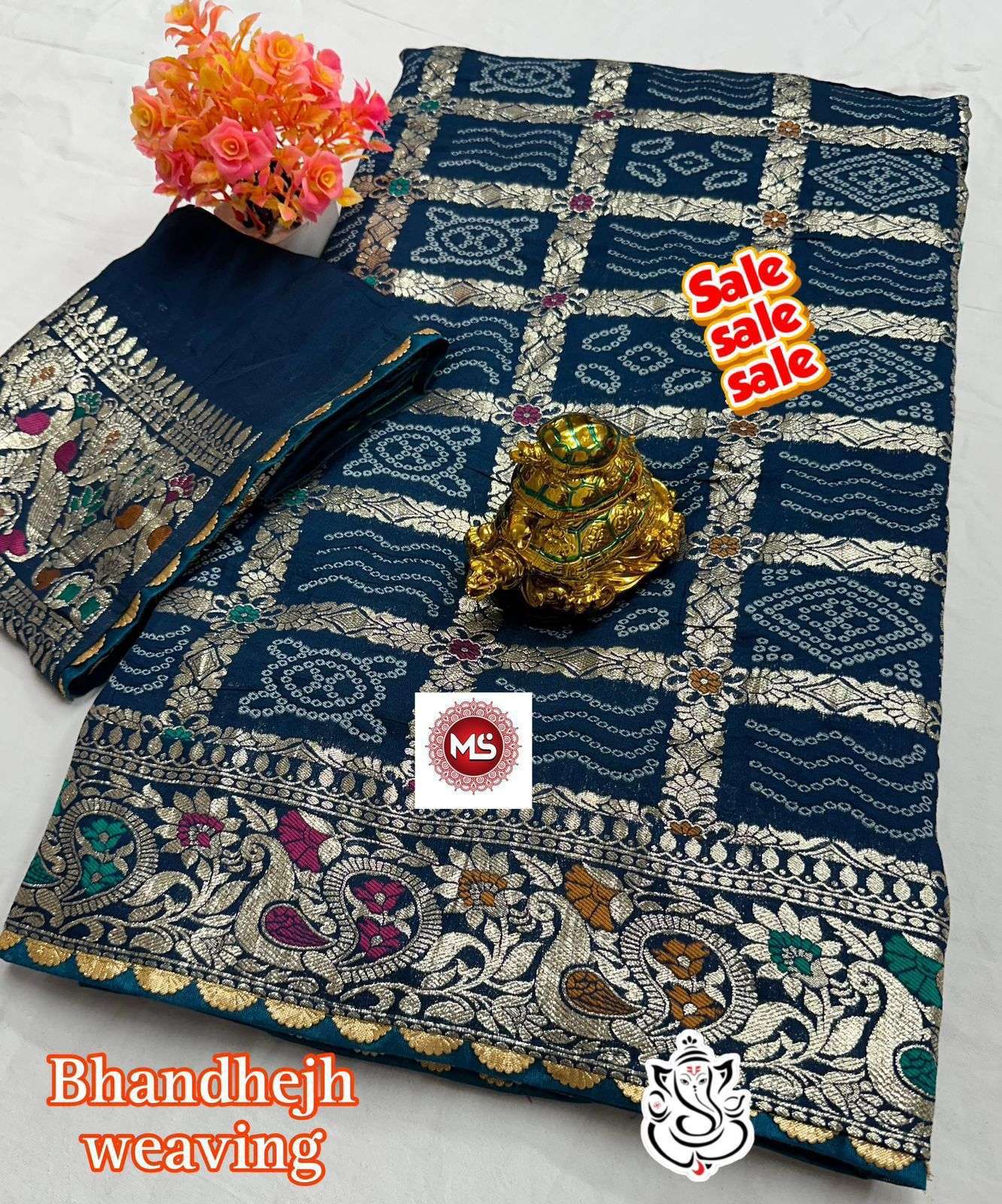ms brand viscose meenakari bandej weaving work & heavy rich pallu saree in wholesale surat