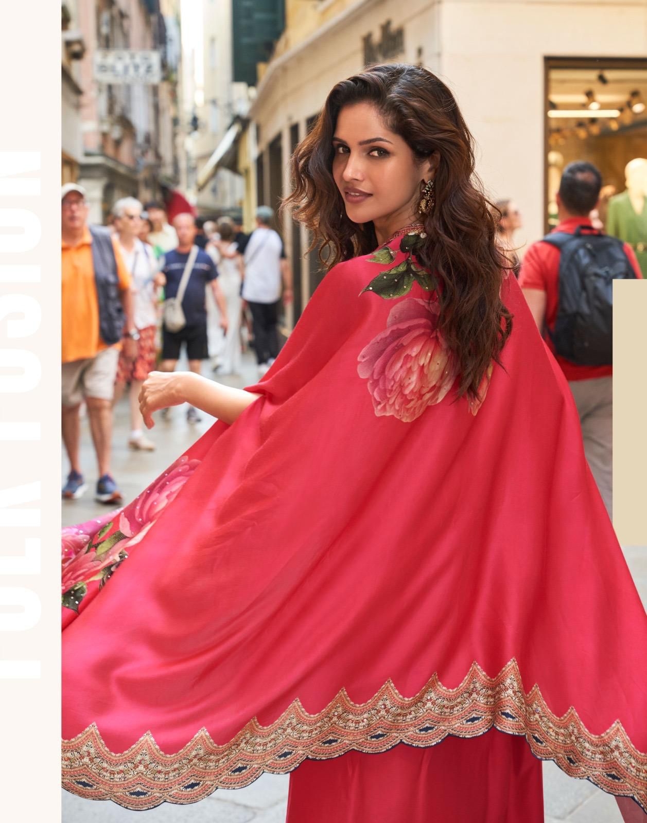 SAYURI DESIGNER FLORANCE SERIES 10105 TO 10108 PREMIUM REAL FRENCH CREP SILK JACKET WITH HAND WORK BLOUSE AND STYLIST DHOTI IN WHOLESALE SURAT