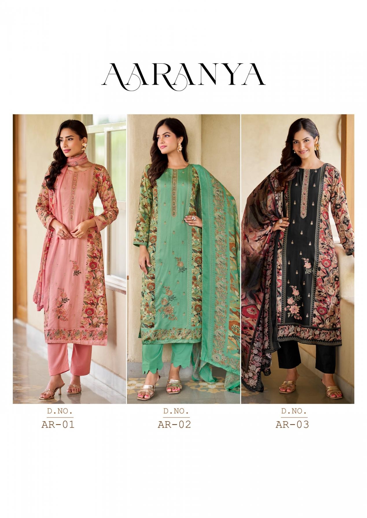 the hermitage aaranya series 01 to 06 cotton satin full stitch big size pakistani suits in wholesale surat