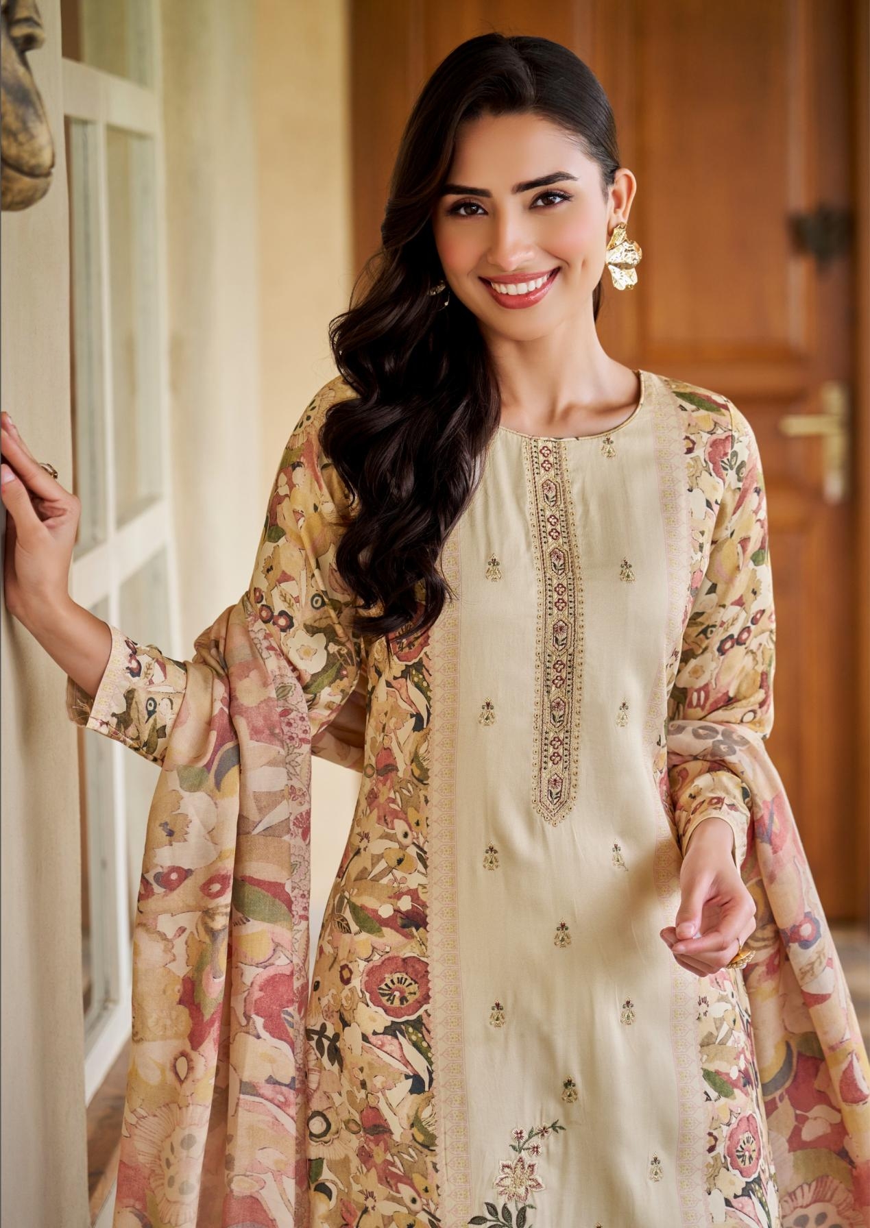 the hermitage aaranya series 01 to 06 cotton satin full stitch big size pakistani suits in wholesale surat