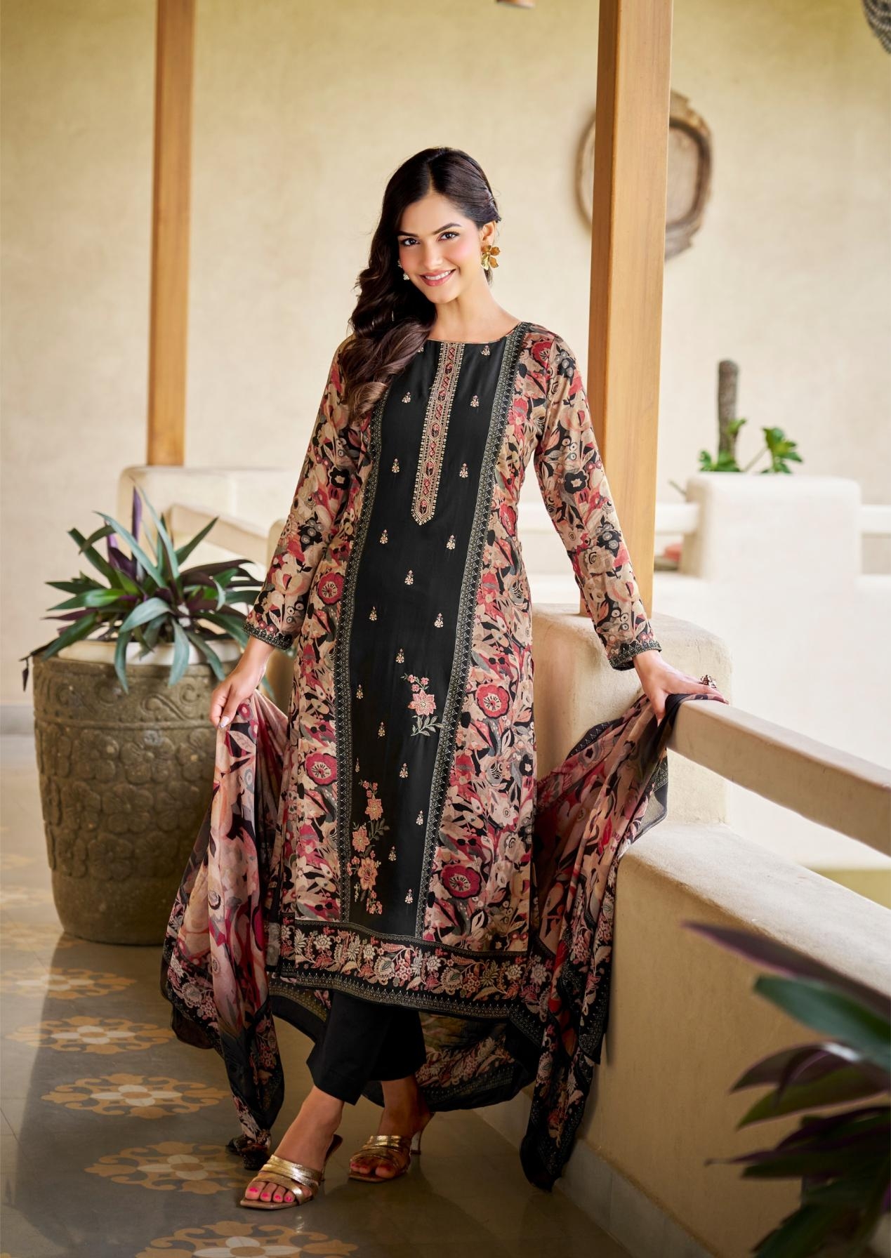 the hermitage aaranya series 01 to 06 cotton satin full stitch big size pakistani suits in wholesale surat