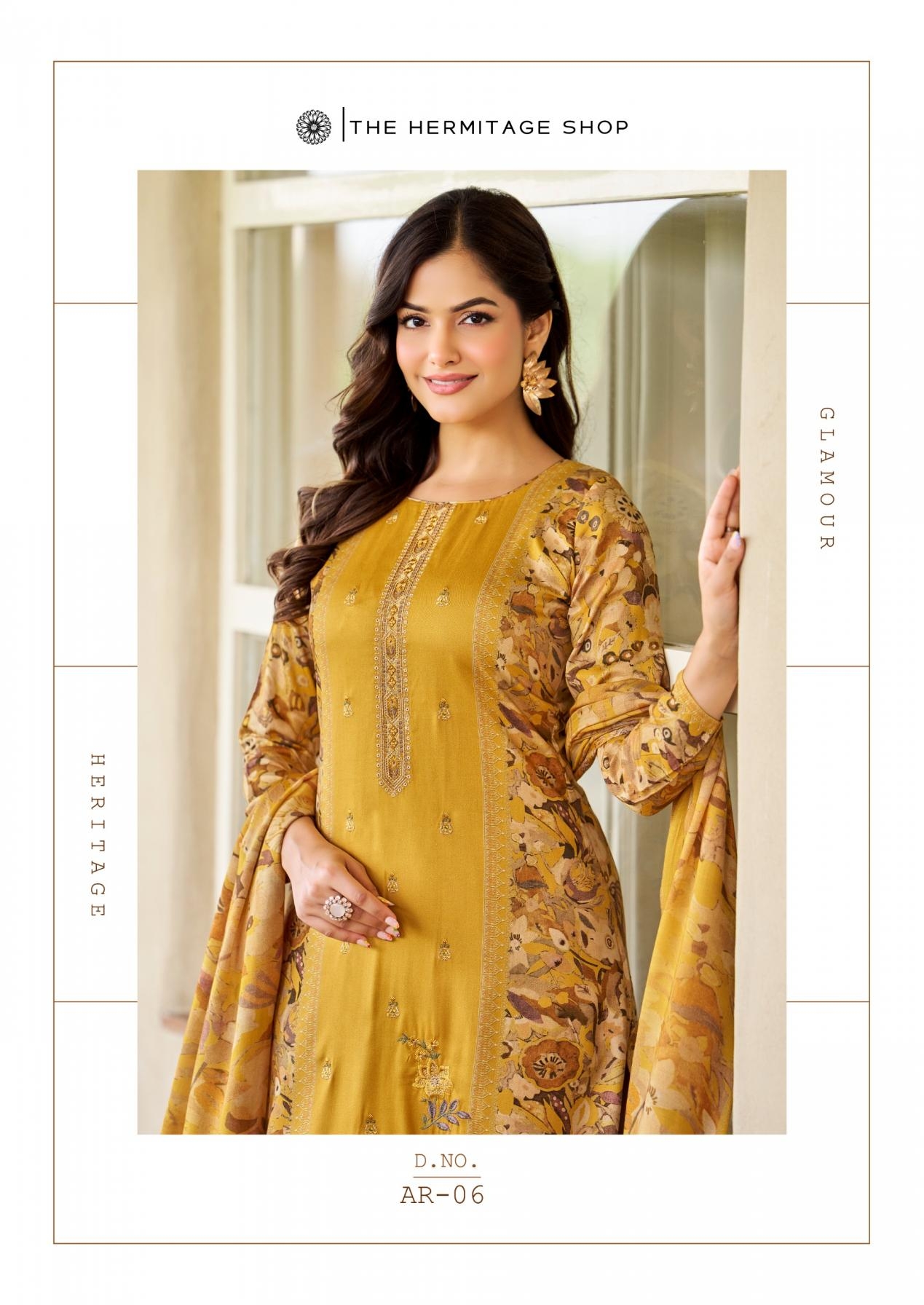 the hermitage aaranya series 01 to 06 cotton satin full stitch big size pakistani suits in wholesale surat