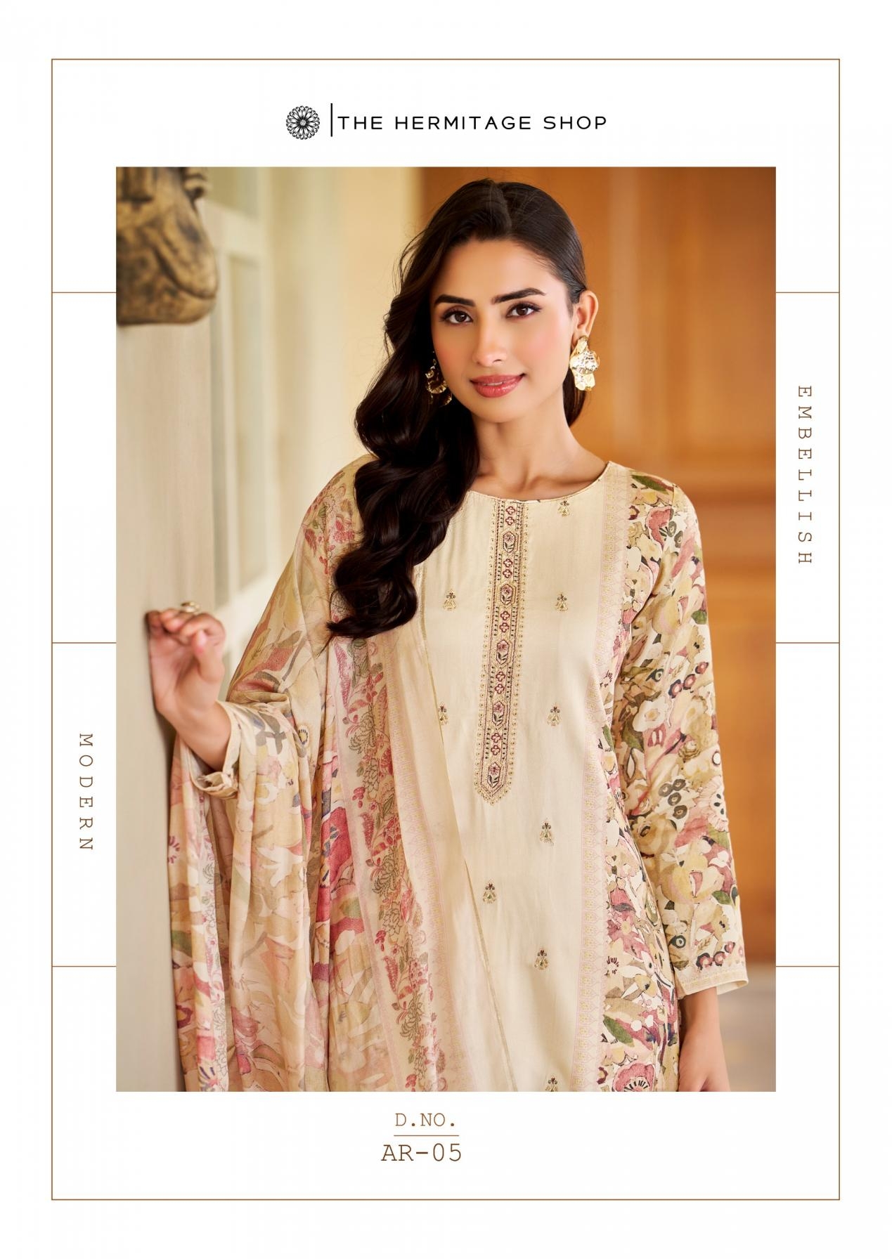 the hermitage aaranya series 01 to 06 cotton satin full stitch big size pakistani suits in wholesale surat