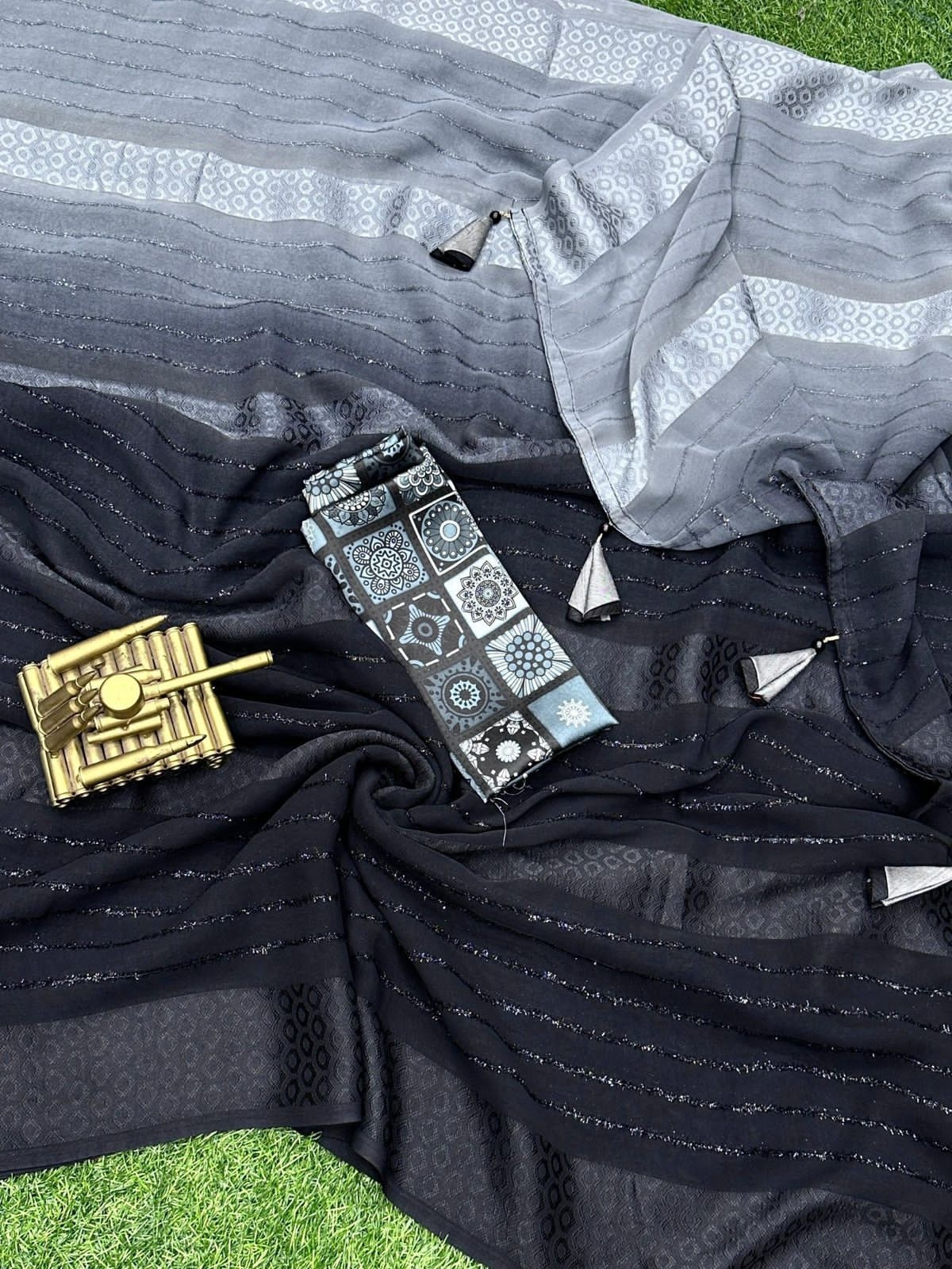 BT-56 Surprise Georgette furr Shaded color pattern in saree in wholesale surat