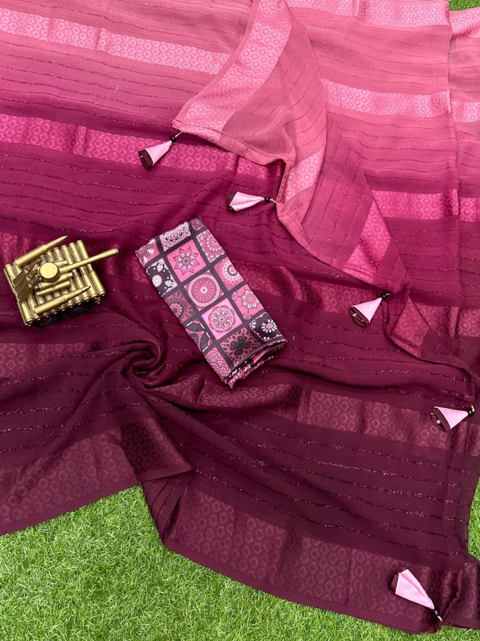 BT-56 Surprise Georgette furr Shaded color pattern in saree in wholesale surat