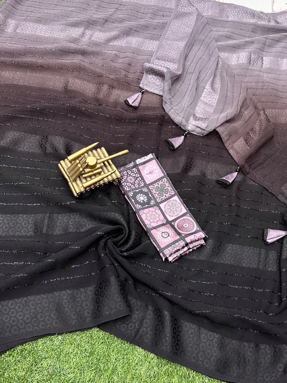 BT-56 Surprise Georgette furr Shaded color pattern in saree in wholesale surat