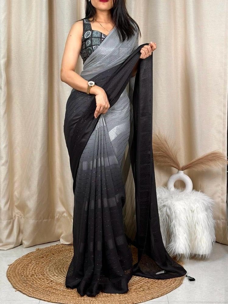 BT-56 Surprise Georgette furr Shaded color pattern in saree in wholesale surat