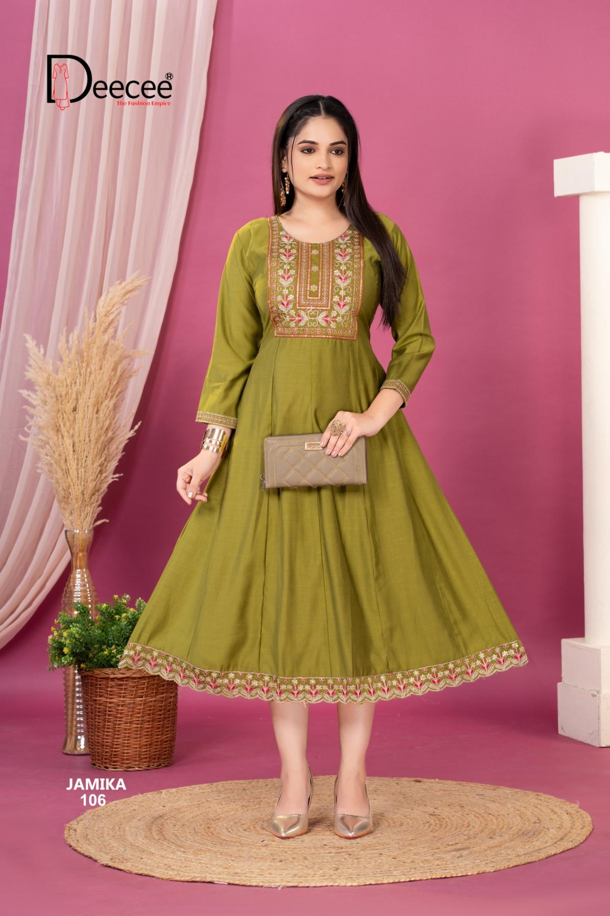 deecee jamika series 101 to 106 Imported slub readymade stylish big size long kurti in wholesale surat