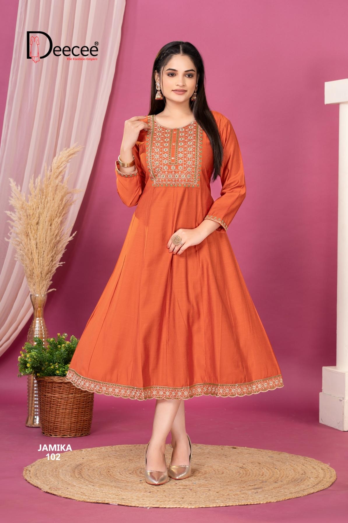 deecee jamika series 101 to 106 Imported slub readymade stylish big size long kurti in wholesale surat