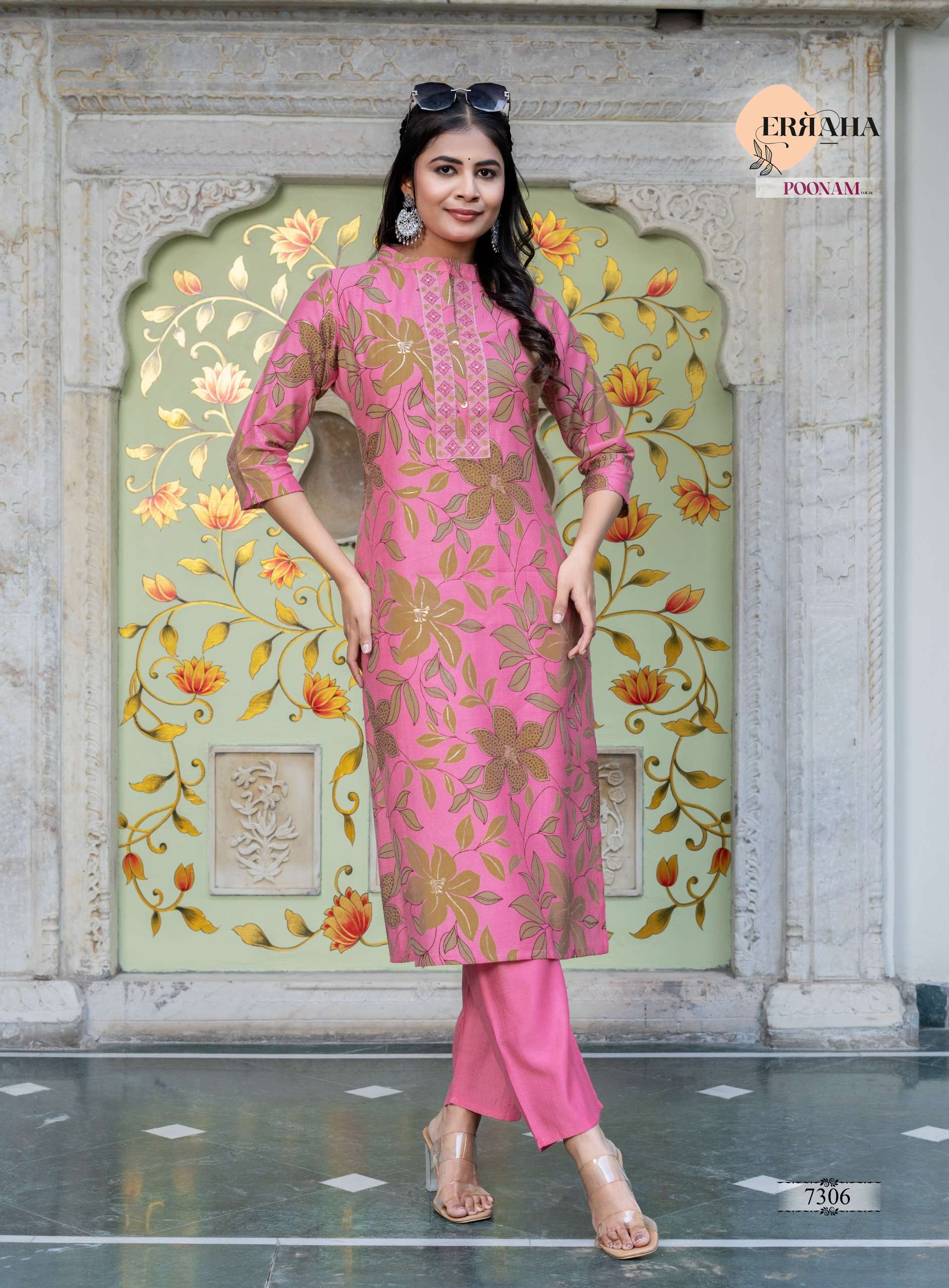 Erraha Poonam Vol-1 series 7301 to 7308 Premium Vertican Silk With Heavy Embroidery Long Cord Set in wholesale surat