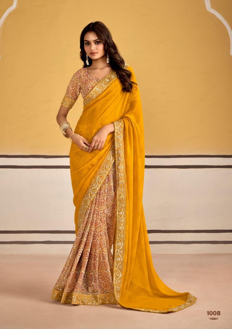 stavan titan series 1001 to 1010 georgette embroidery work gorgeous look saree in wholesale surat
