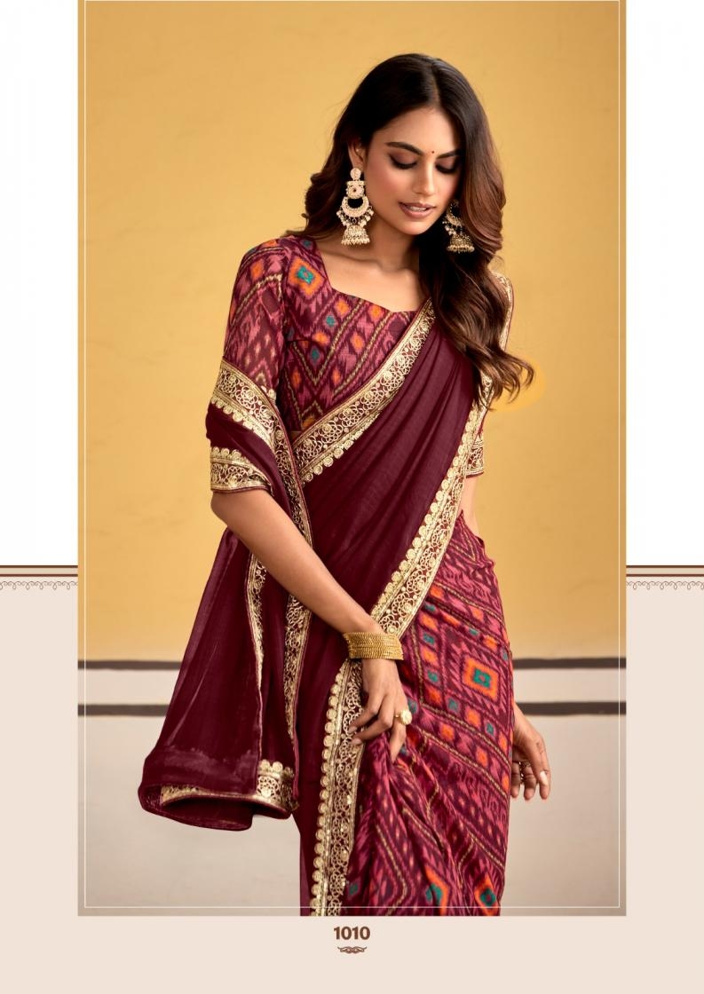 stavan titan series 1001 to 1010 georgette embroidery work gorgeous look saree in wholesale surat