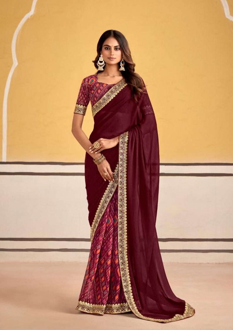 stavan titan series 1001 to 1010 georgette embroidery work gorgeous look saree in wholesale surat