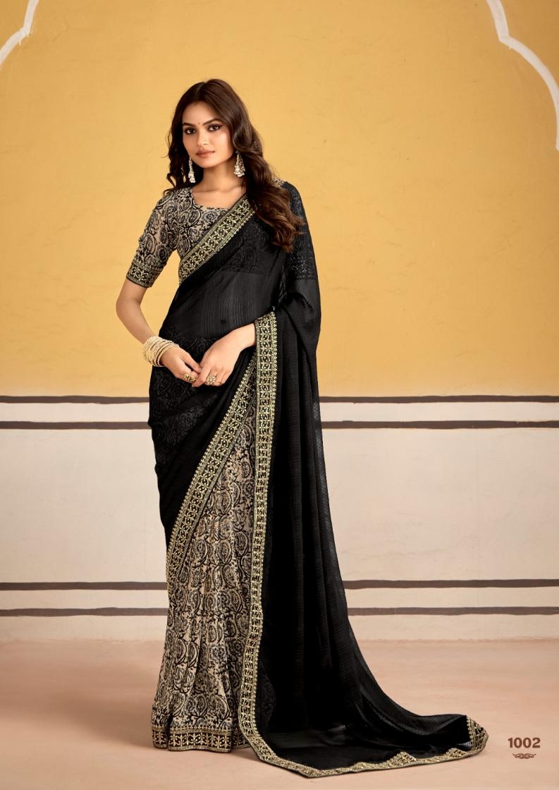 stavan titan series 1001 to 1010 georgette embroidery work gorgeous look saree in wholesale surat