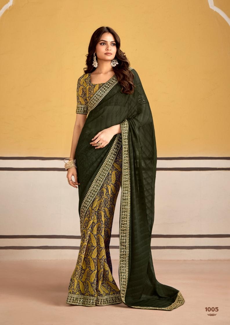 stavan titan series 1001 to 1010 georgette embroidery work gorgeous look saree in wholesale surat