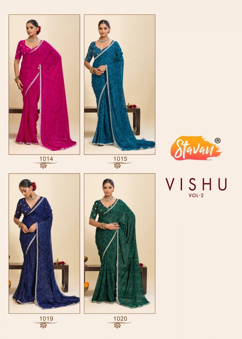 stavan vishu vol 2 series 1011 to 1020 sparkal georgette shop stunning sarees in wholesale surat