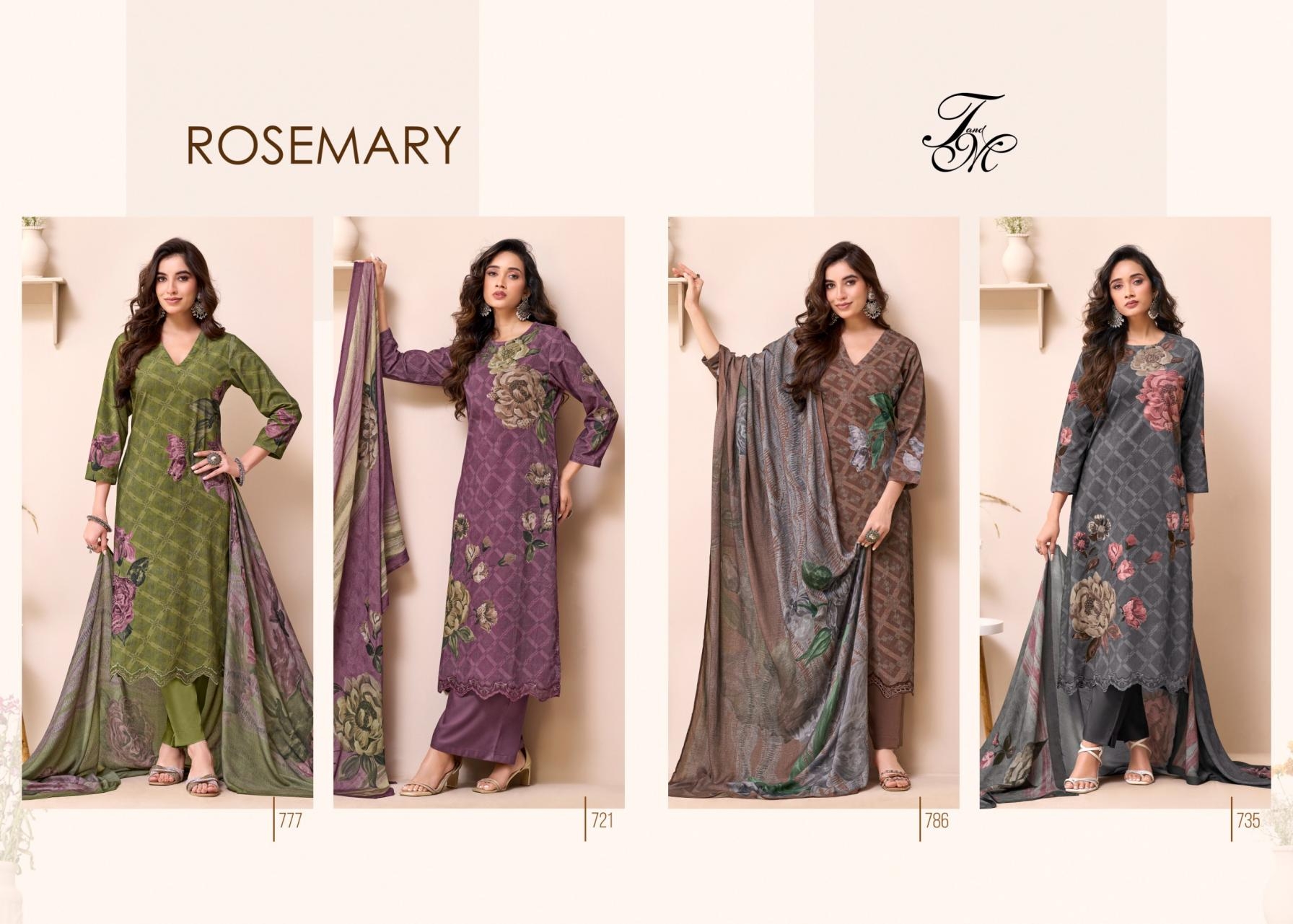 t & m designer rosemary series 777 to 735 corduroy pretty look suit in wholesale surat