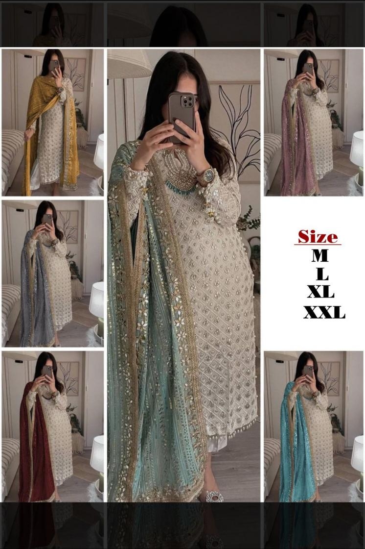 dvd pal 1345 faux georgette readymade classic big size suit for womens