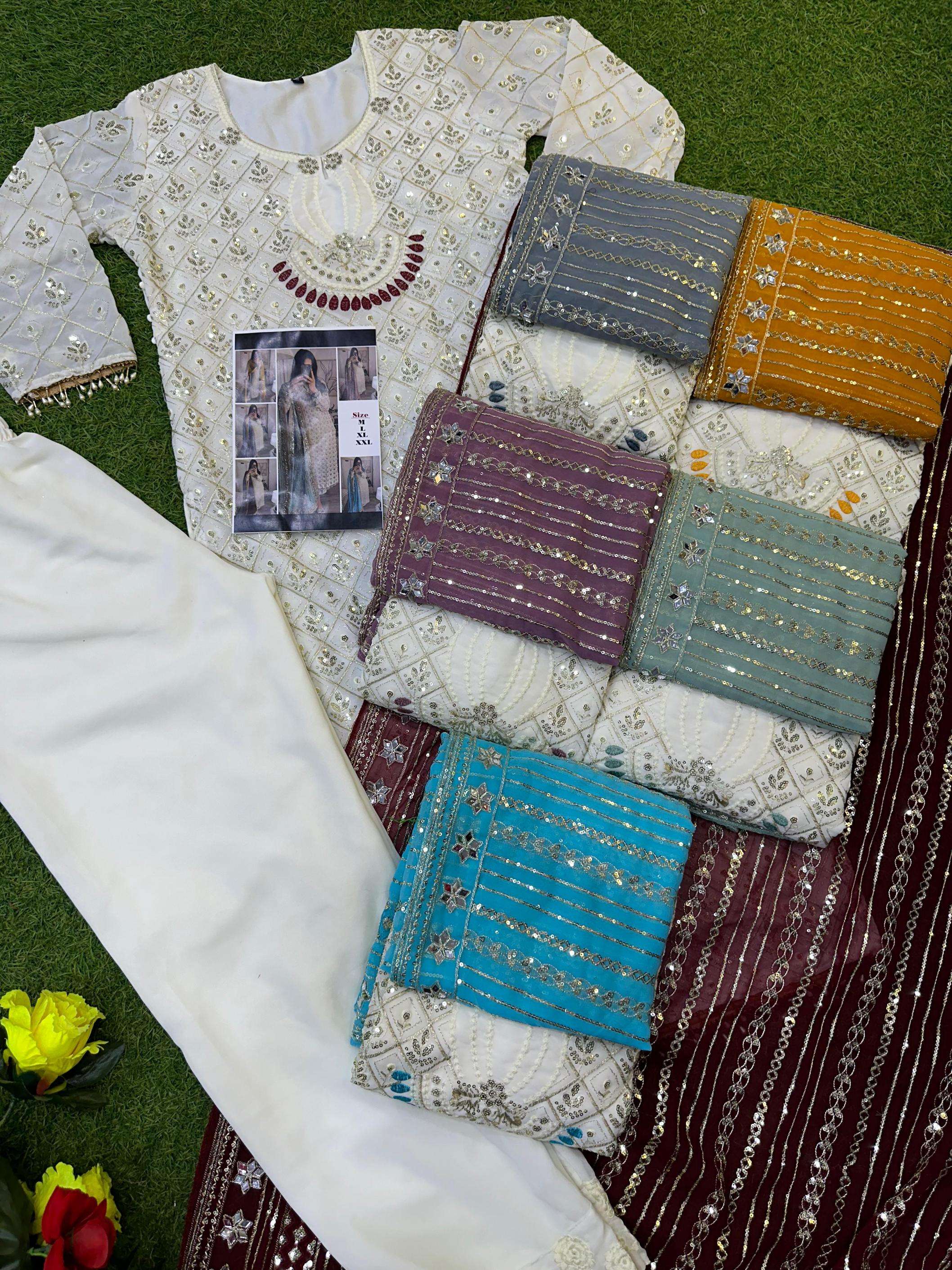 dvd pal 1345 faux georgette readymade classic big size suit for womens