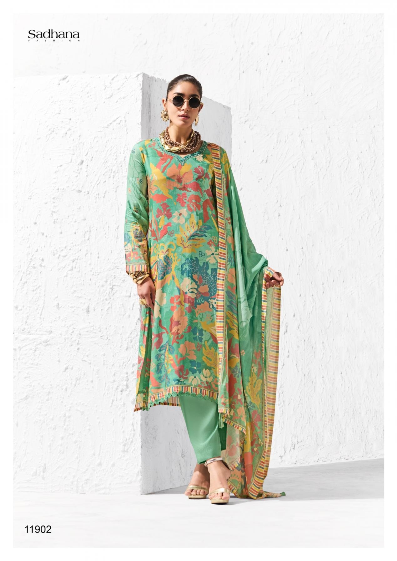 sadhana fashion coral series 11901-11906 bemberg muslin silk wholesale suit 