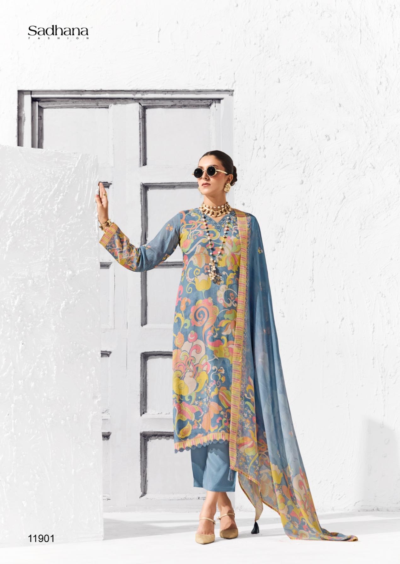 sadhana fashion coral series 11901-11906 bemberg muslin silk wholesale suit 