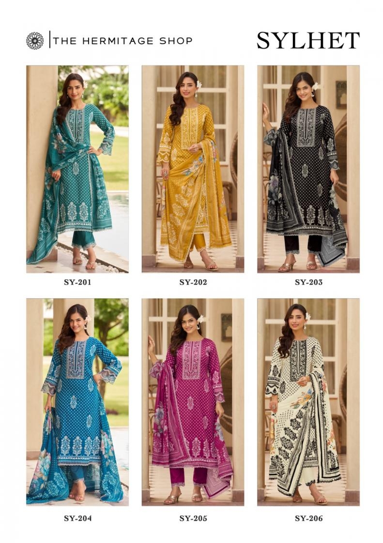 the hermitage sylhet series 201-206 viscose lawn wholesale suit 