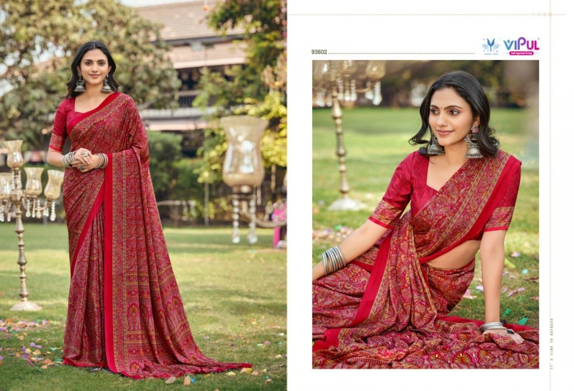 vipul heritage silk vol 14 series 93600-93617 crape printed saree