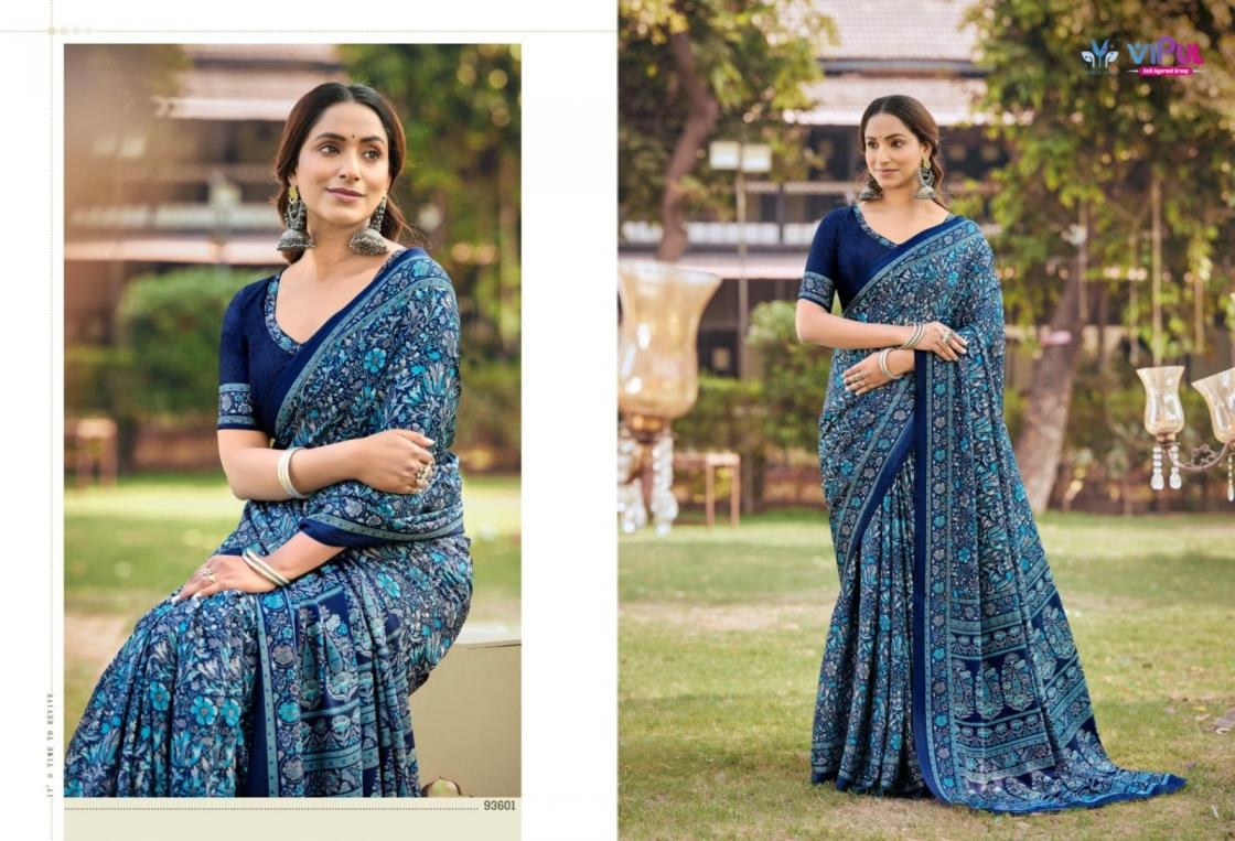 vipul heritage silk vol 14 series 93600-93617 crape printed saree
