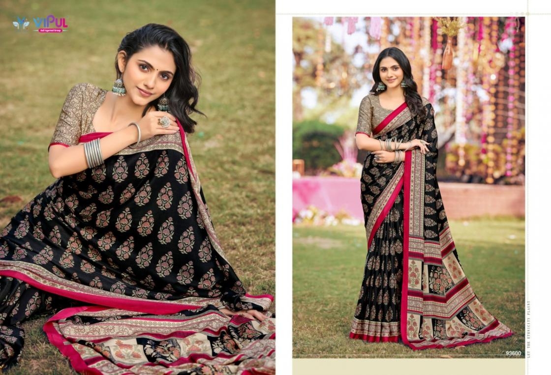 vipul heritage silk vol 14 series 93600-93617 crape printed saree