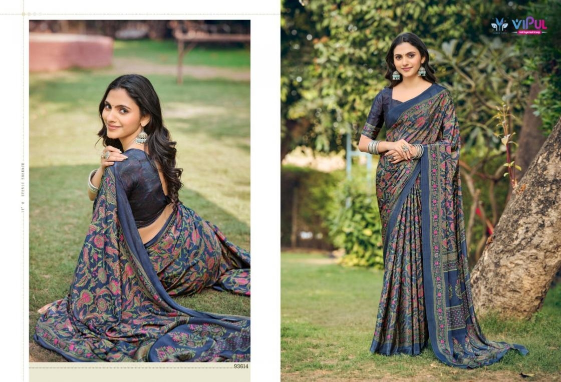vipul heritage silk vol 14 series 93600-93617 crape printed saree