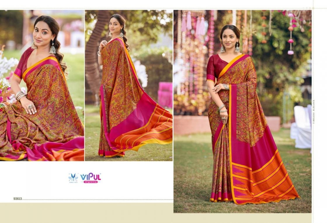 vipul heritage silk vol 14 series 93600-93617 crape printed saree