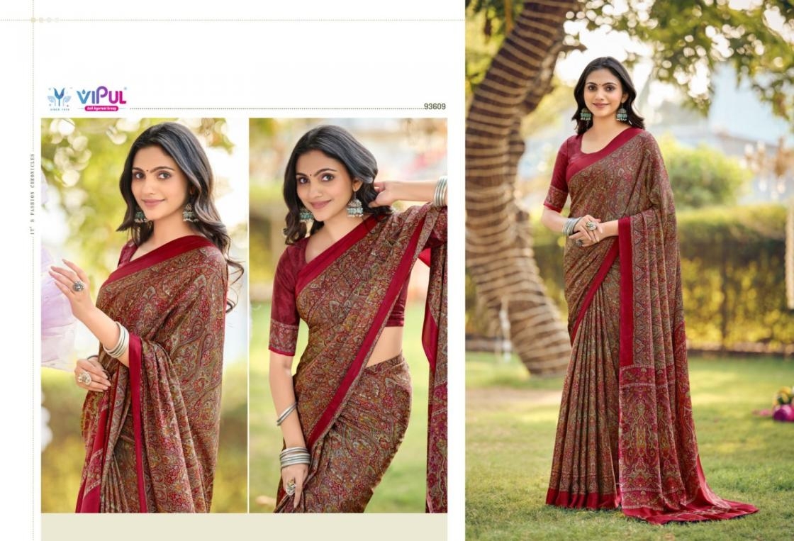 vipul heritage silk vol 14 series 93600-93617 crape printed saree