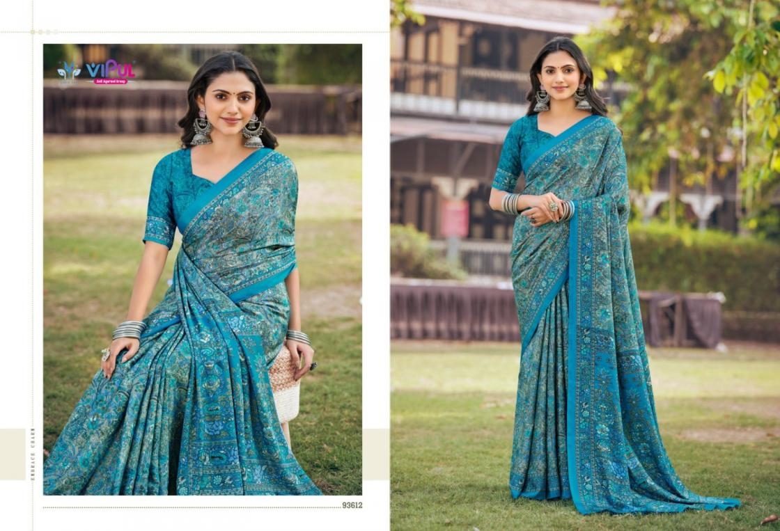 vipul heritage silk vol 14 series 93600-93617 crape printed saree
