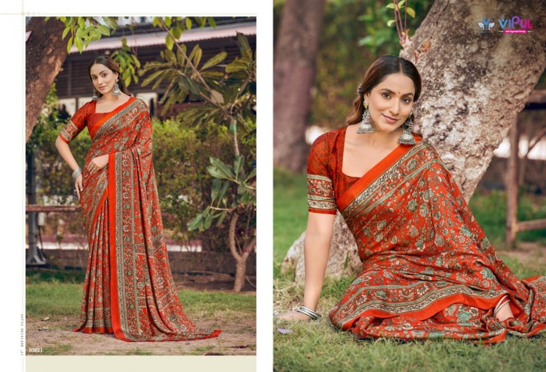 vipul heritage silk vol 14 series 93600-93617 crape printed saree