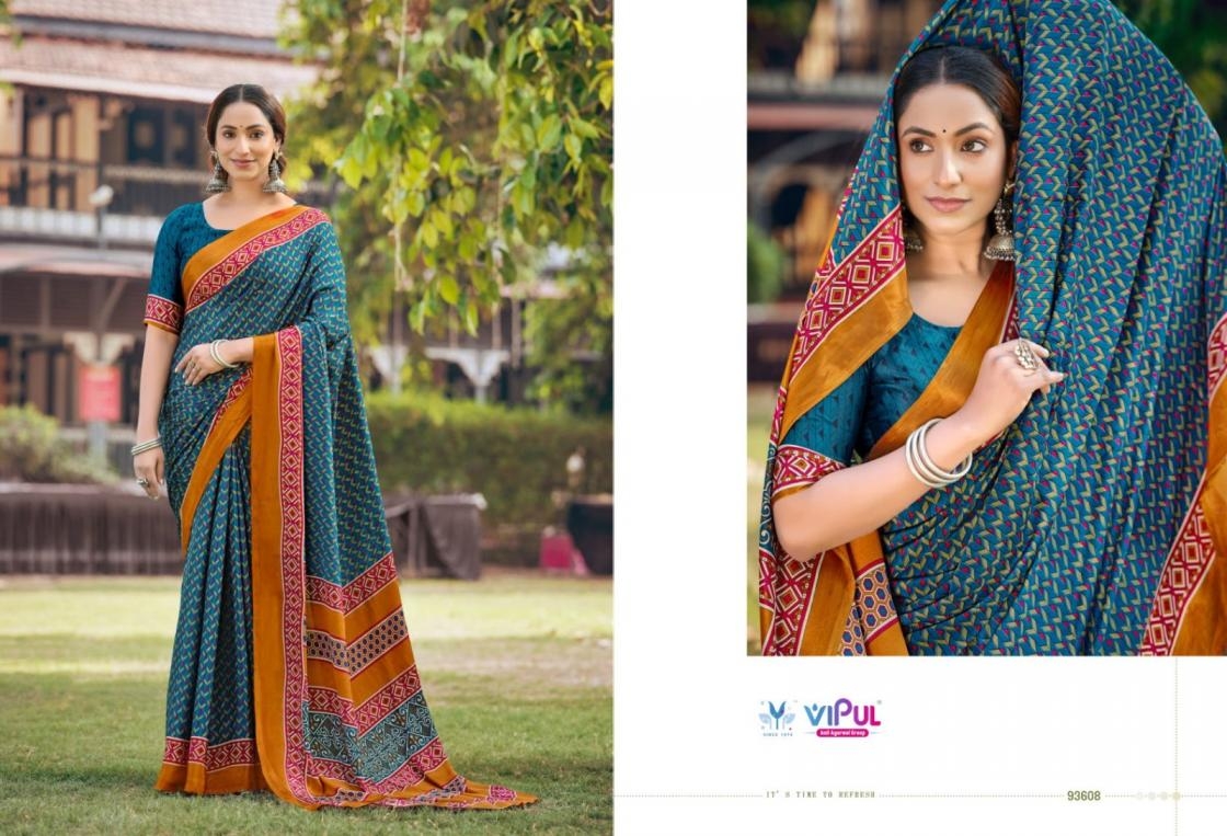 vipul heritage silk vol 14 series 93600-93617 crape printed saree