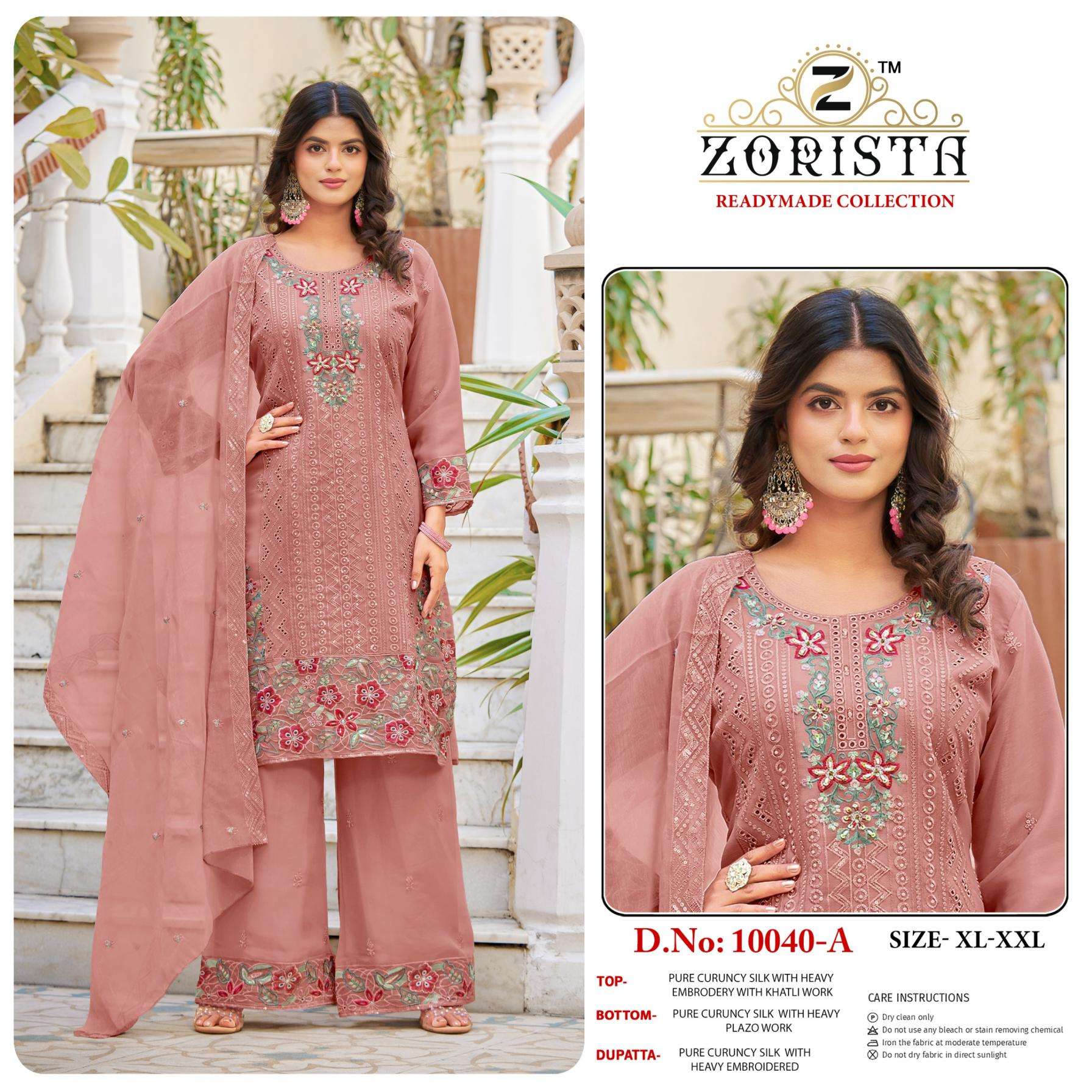 zorista 10040 cruncy silk shop trendy full stitch pakistani dress