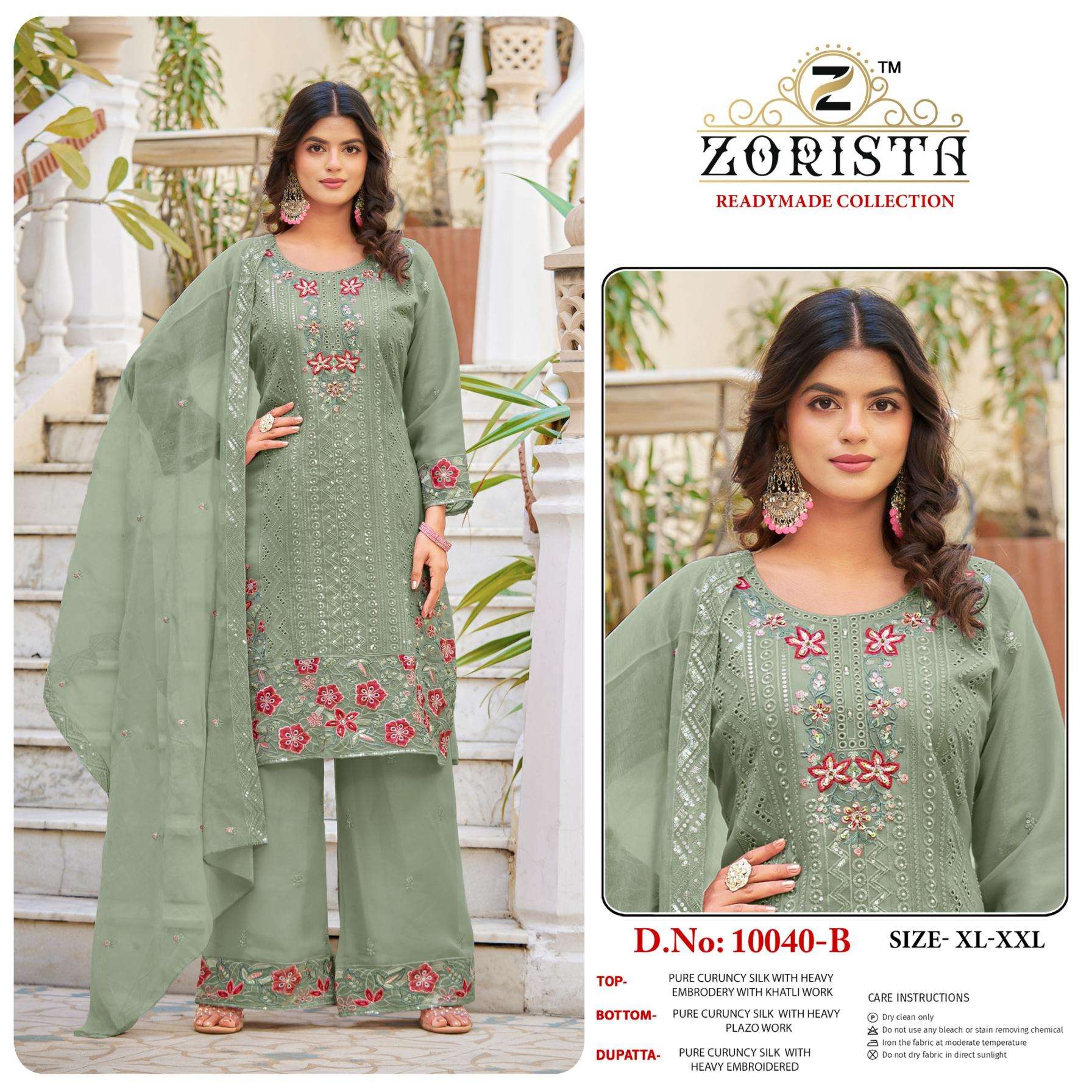 zorista 10040 cruncy silk shop trendy full stitch pakistani dress