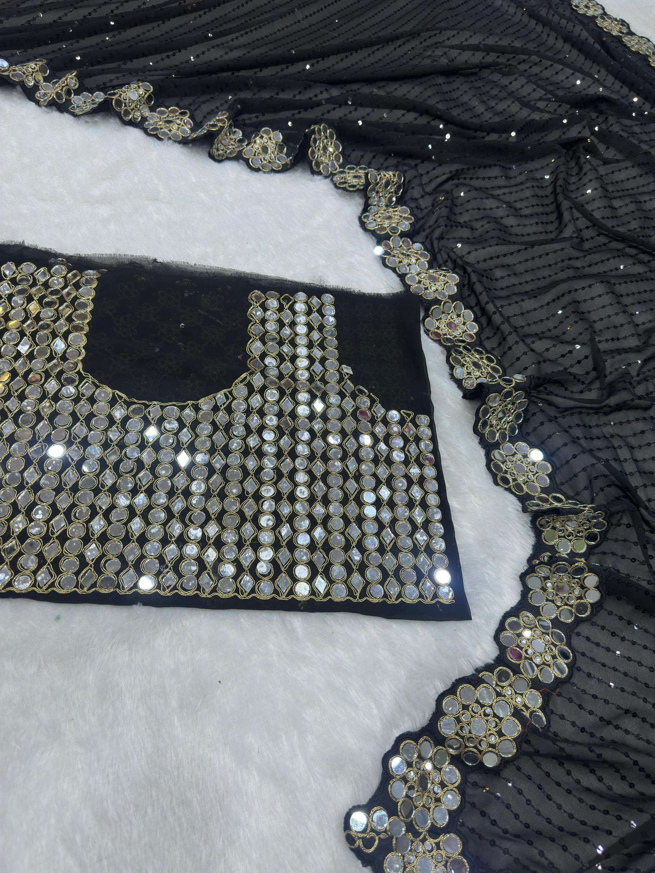 dvd 5094 faux georgette party wear mirror work sarees