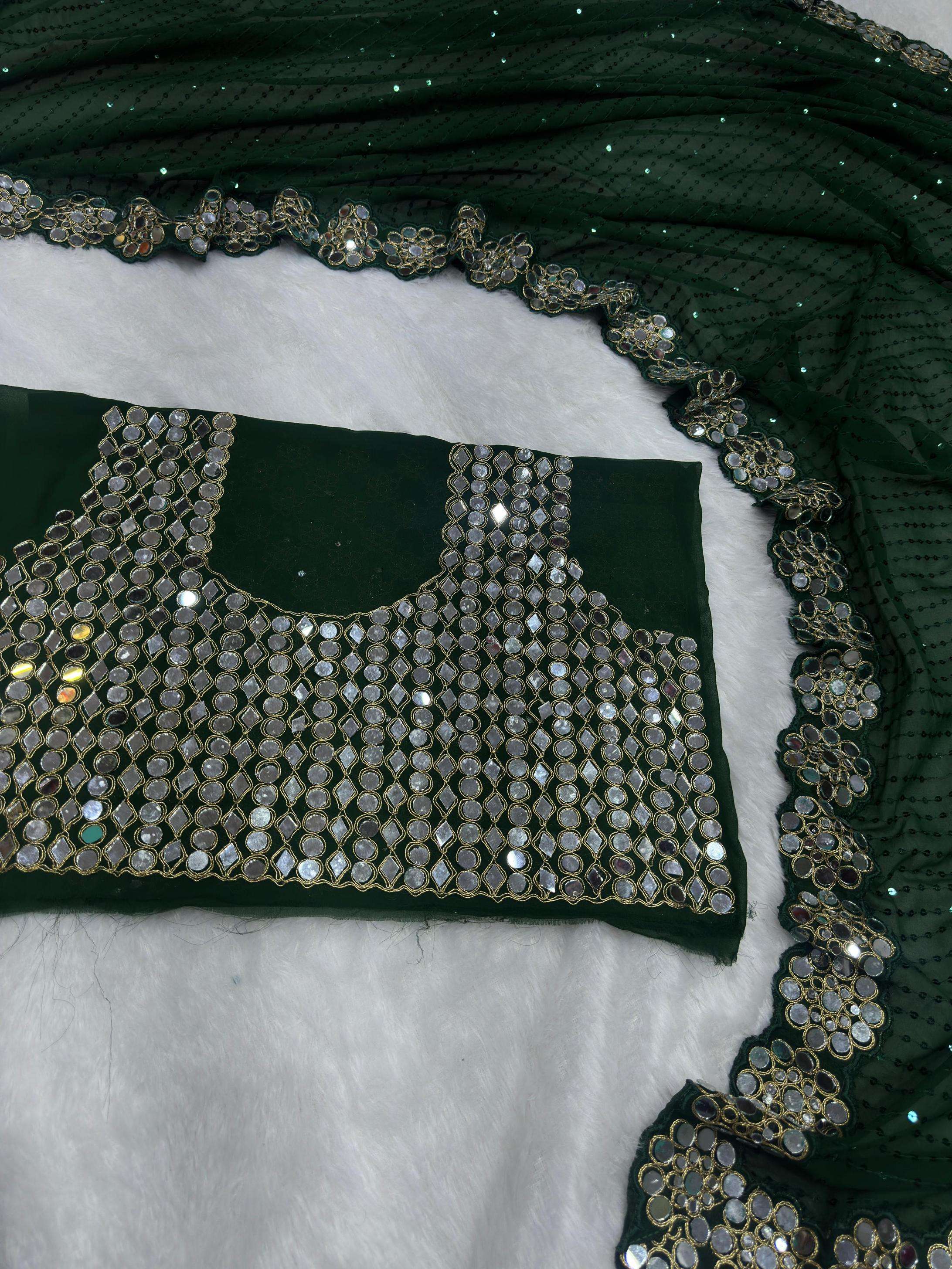 dvd 5094 faux georgette party wear mirror work sarees