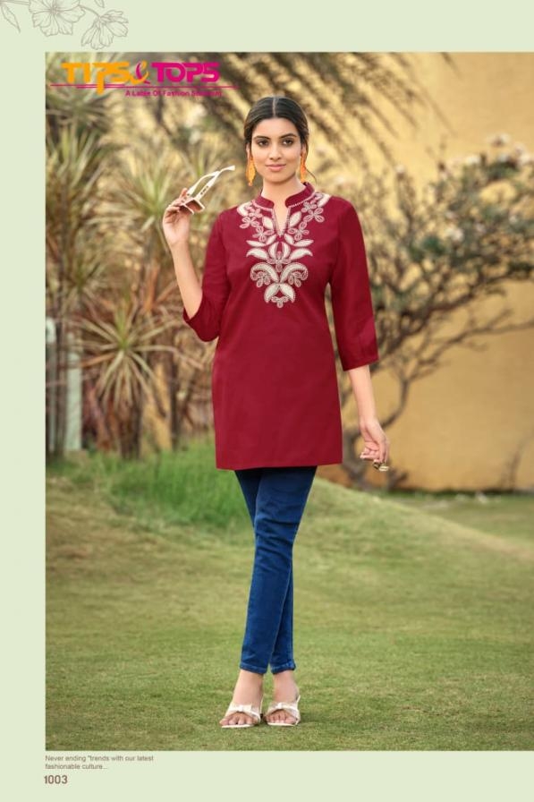 tips & tops cotton candy series 1001 to 1006 cotton dhabu fully stitch stylish short kurti in wholesale surat