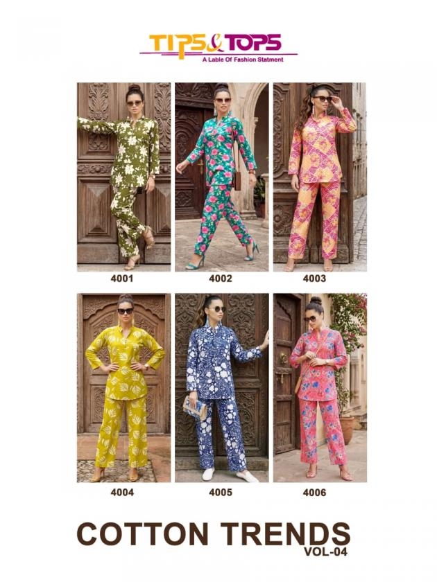 tips & tops cotton trends vol 4 series 4001-4006 cotton co-ord sets
