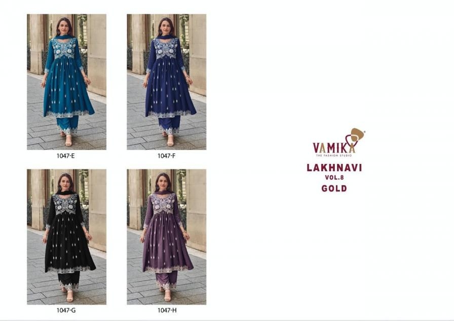 vamika lakhnavi vol 8 gold new color series 1048 rayon wholesale suit 