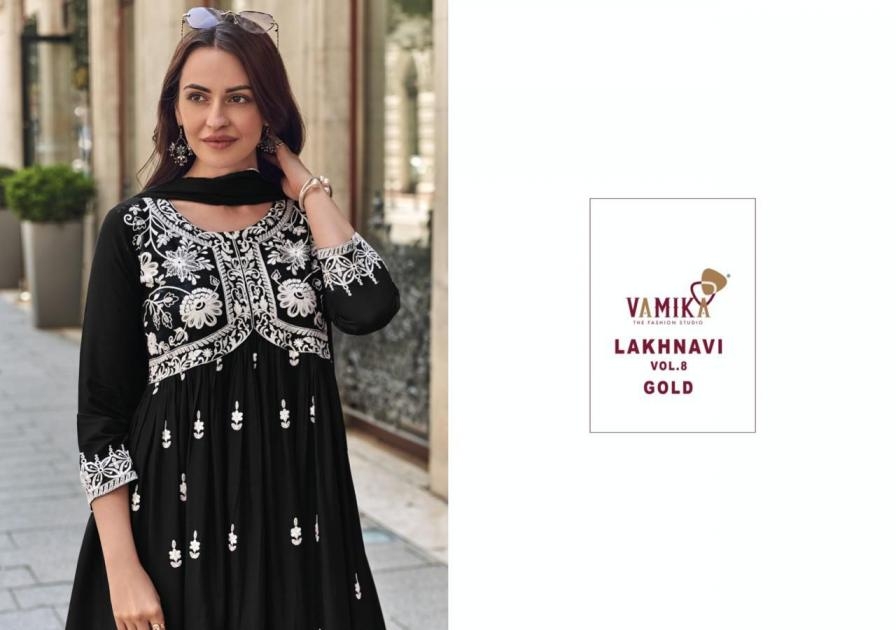 vamika lakhnavi vol 8 gold new color series 1048 rayon wholesale suit 
