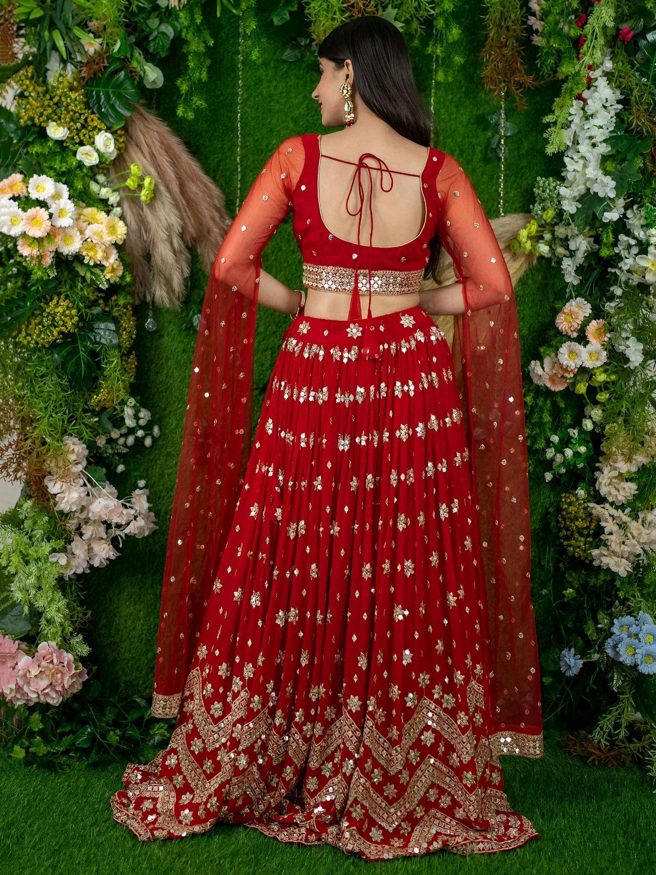 zeel clothing 15059 Georgette Multiple Sequins and Zari Embroidery Work lehenga
