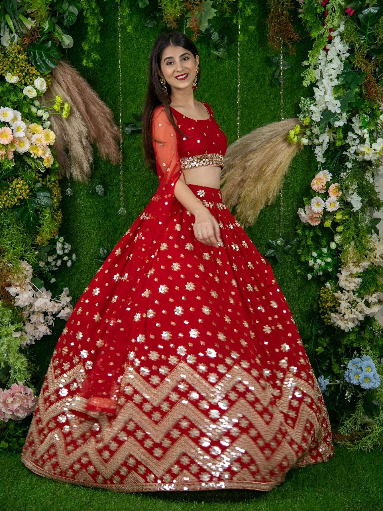 zeel clothing 15059 Georgette Multiple Sequins and Zari Embroidery Work lehenga