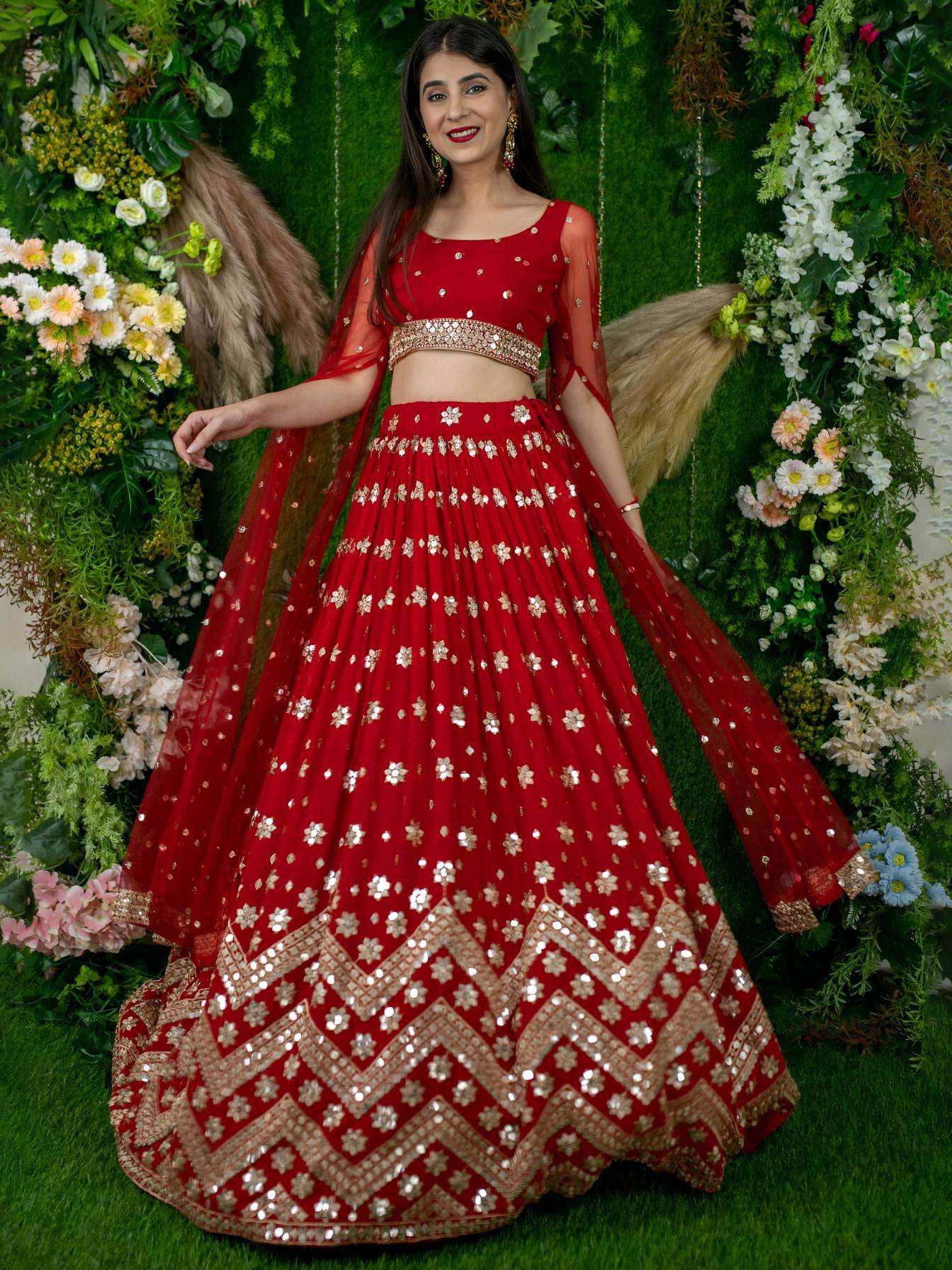 zeel clothing 15059 Georgette Multiple Sequins and Zari Embroidery Work lehenga